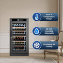 69-Bottle Freestanding Smart Wooden Wine Cooler With LED Touch Display (SAK24861) - Saksby Wholesale - Temperature And Humidity Control