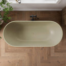 [69X30-Inch] Freestanding Oval Stone Resin Soaking Tub With Overflow Drain (SAK35786) - Saksby Wholesale - Lifestyle Olive Green In Bathroom Top View