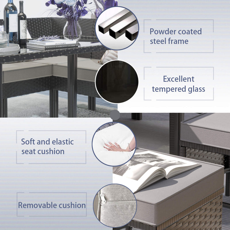 7-Piece Modern Outdoor Patio Furniture Set With Waterproof Cushions And Glass Table (SAK55673) - Saksby Wholesale - Features
