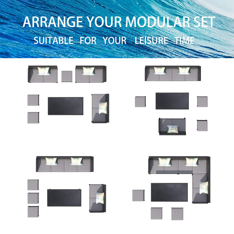 7-Piece Modern Outdoor Patio Furniture Set With Waterproof Cushions And Glass Table (SAK55673) - Saksby Wholesale - Modular Set