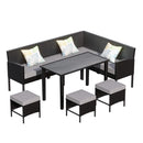 7-Piece Modern Outdoor Patio Furniture Set With Waterproof Cushions And Glass Table (SAK55673) - Saksby Wholesale - White Background