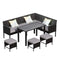 7-Piece Modern Outdoor Patio Furniture Set With Waterproof Cushions And Glass Table (SAK55673) - Saksby Wholesale - White Background