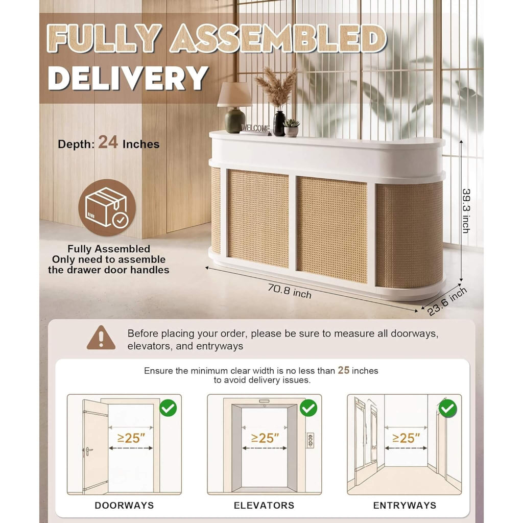 70-Inch Modern Wooden Reception Desk With Lockable Drawers (SAK26148) - Saksby Wholesale - Fully Assembled Delivery