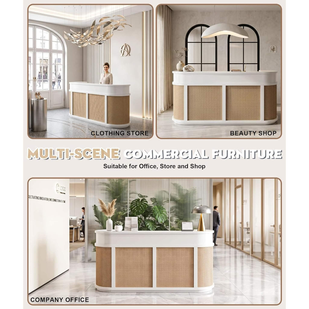 70-Inch Modern Wooden Reception Desk With Lockable Drawers (SAK26148) - Saksby Wholesale - Multi-Scene Furniture
