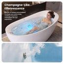71-Inch Acrylic High-Back Oval Whirlpool Tub With 6 Jets LED Light And Gel Pillow (SAK21370) - Saksby Wholesale - Champagne-Like Effervescence