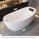 71-Inch Acrylic High-Back Oval Whirlpool Tub With 6 Jets LED Light And Gel Pillow (SAK21370) - Saksby Wholesale - Dimensions