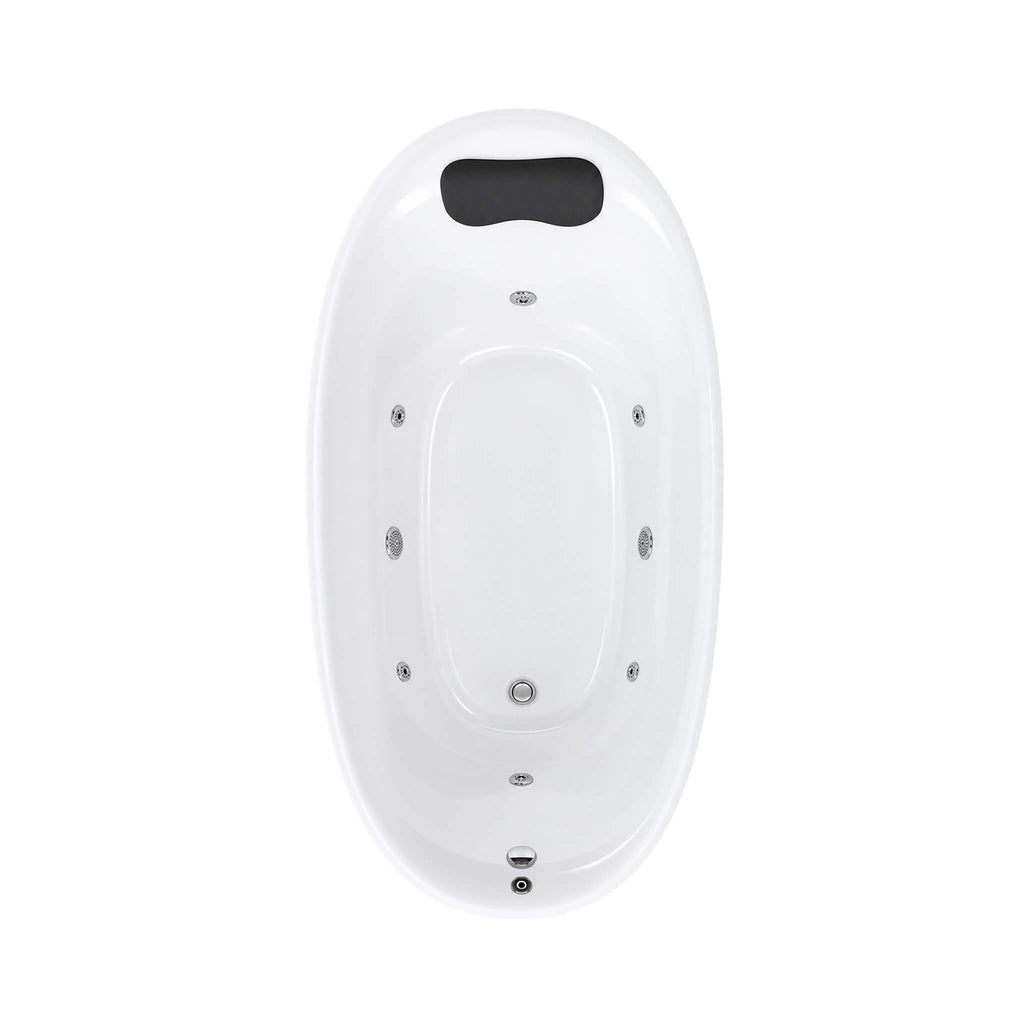 71-Inch Acrylic High-Back Oval Whirlpool Tub With 6 Jets LED Light And Gel Pillow (SAK21370) - Saksby Wholesale - Top View On White Background