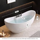 71-Inch Double-End Oval Acrylic Freestanding Whirlpool Tub With Air Bubble Jets (SAK18954) - Saksby Wholesale - Dimensions