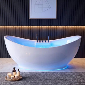 Serenova 71-Inch Double-End Oval Acrylic Freestanding Whirlpool Tub With Air Bubble Jets (SAK18954)