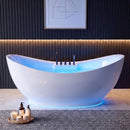 71-Inch Double-End Oval Acrylic Freestanding Whirlpool Tub With Air Bubble Jets (SAK18954) - Saksby Wholesale - Front View With Water