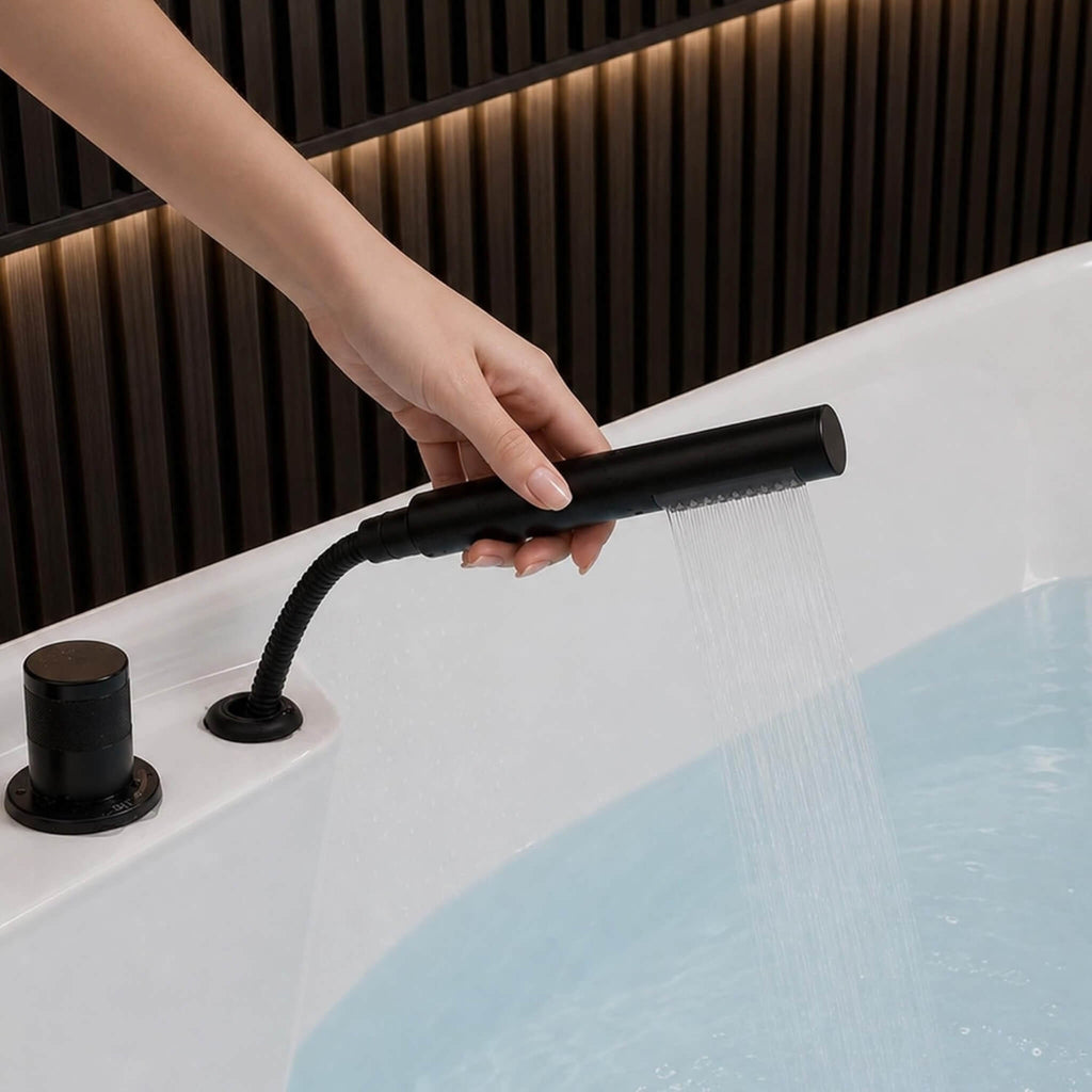 71-Inch Double-End Oval Acrylic Freestanding Whirlpool Tub With Air Bubble Jets (SAK18954) - Saksby Wholesale - Jet View