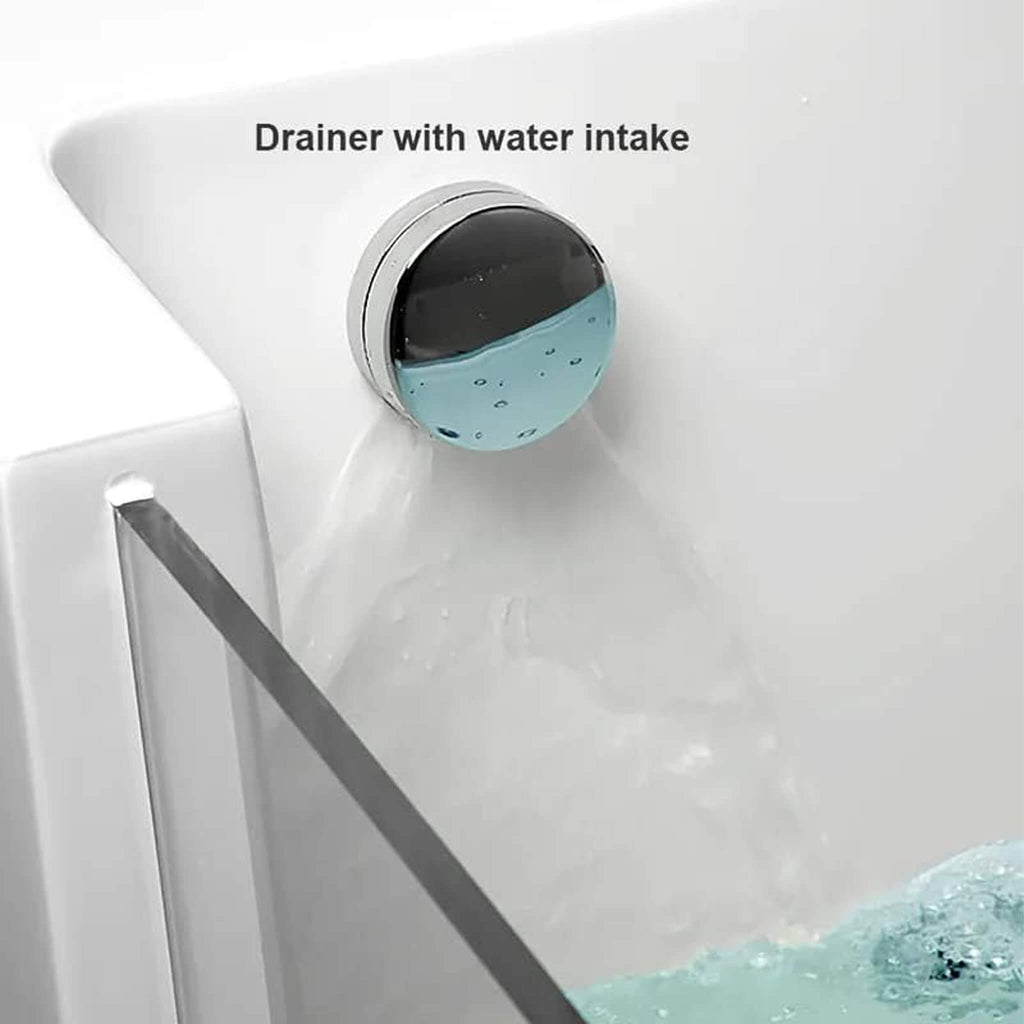 71-Inch Luxury 2-Person Acrylic Whirlpool Tub With LED Lights Jets And Faucet (SAK69173) - Saksby Wholesale - Drainer With Water Intake