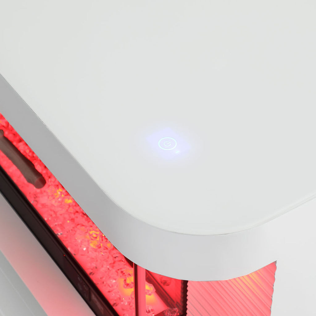 71-Inch Modern White Electric Fireplace TV Stand With 3-Level LED Brightness Setting [TV Stand Only] (SAK94120) - Saksby Wholesale - Control SYstem View