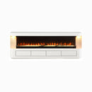 71-Inch Modern White Electric Fireplace TV Stand With 3-Level LED Brightness Setting [TV Stand Only] (SAK94120) - Saksby Wholesale - Front View Orange Color