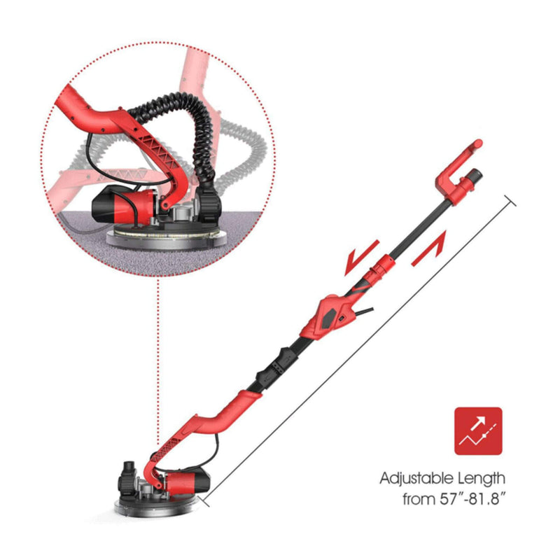 Red And Black Drywall Buffer With Adjustable Length On A White Background - Saksby Wholesale