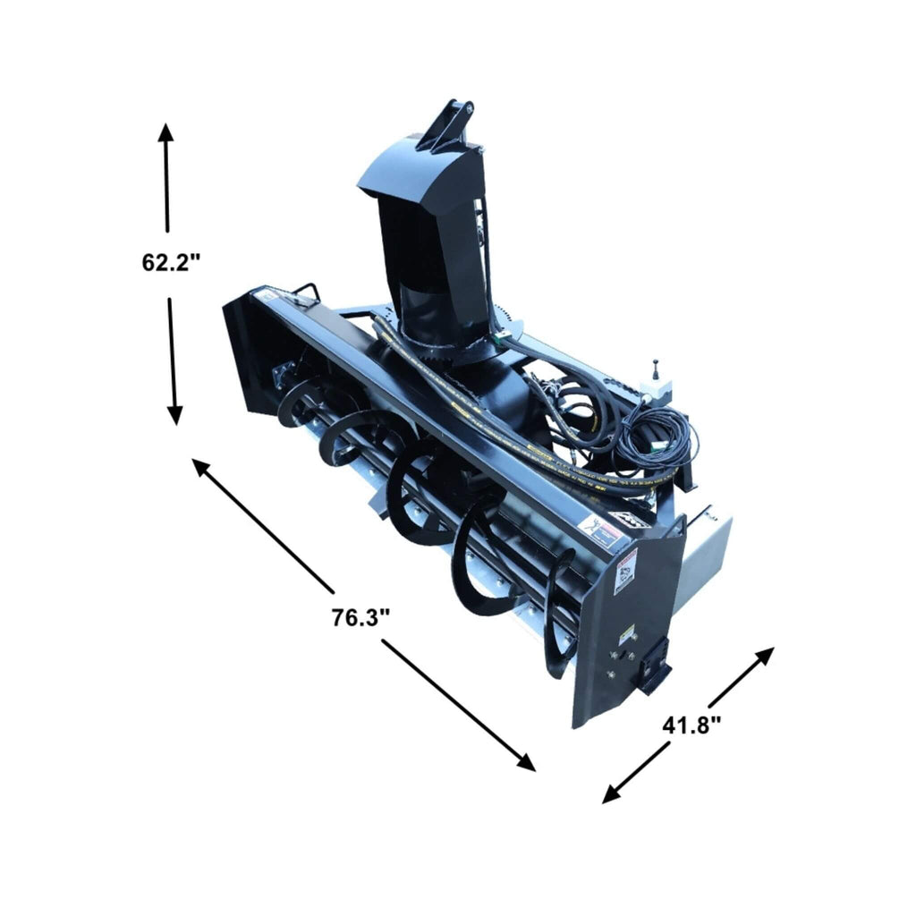 72-Inch Heavy-Duty Hydraulic Skid Steer Snow Blower Attachment (SAK59371) - Saksby Wholesale - Dimensions