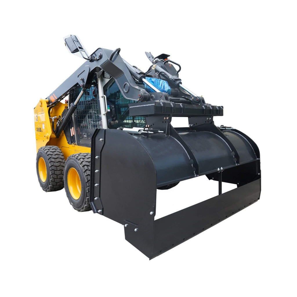 74-Inch Heavy-Duty Skid Steer Trip Edge Snow Pusher Attachment (SAK34098) - Saksby Wholesale - Attached View