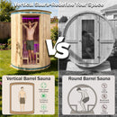 78-Inch 4-Person Cedar Wood Vertical Barrel Sauna With 6KW Heater And LED Lights (SAK74813) - Saksby Wholesale - Veritical Vs Round Barrel Sauna Comparison