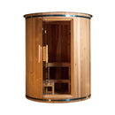 78-Inch 4-Person Cedar Wood Vertical Barrel Sauna With 6KW Heater And LED Lights (SAK74813) - Saksby Wholesale - Front View On White Background