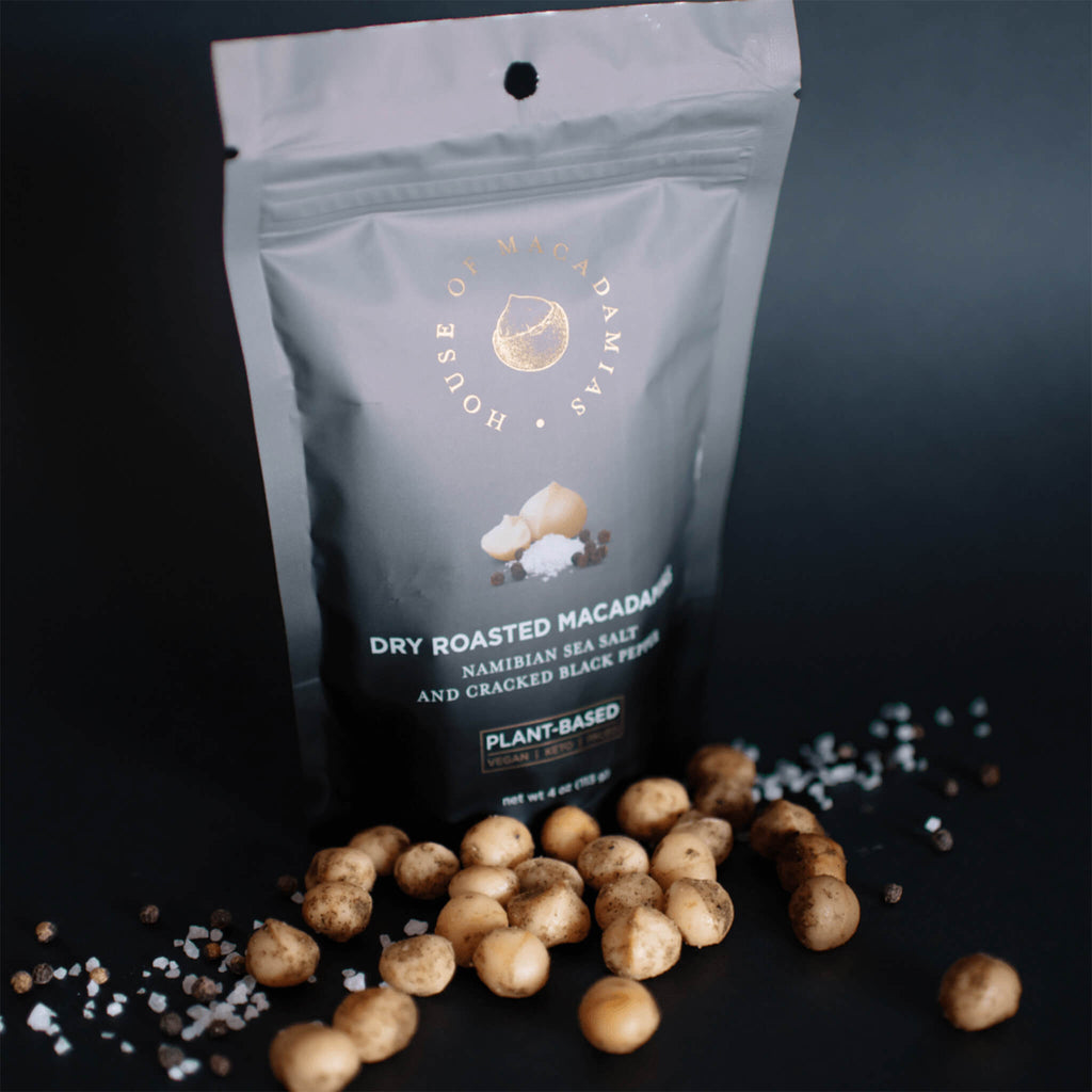 Dry Roasted Macadamia Nuts With Namibian Sea Salt & Black Pepper (4oz x 6 Bags)