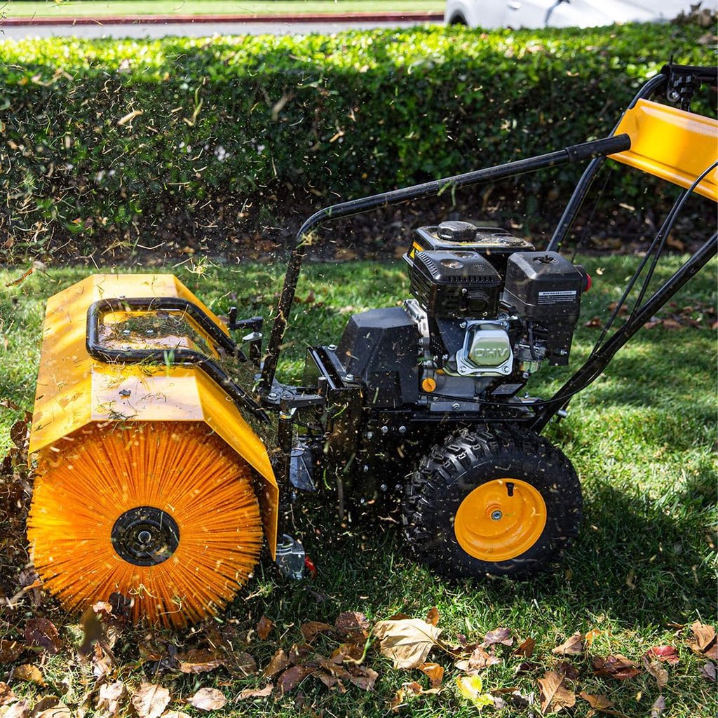 Heavy-Duty 7HP 31-Inch Commercial Walk-Behind Gas-Powered Sweeper (SAK25489) - Saksby Wholesale - Lifestyle Side Left View