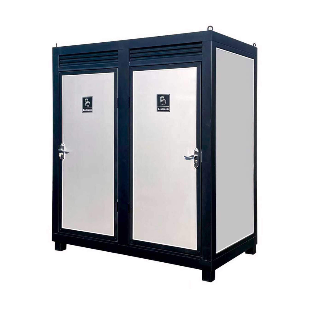 82-Inch Two-Person Portable Outdoor Toilet Cabin - Saksby Wholesale - Front Left View