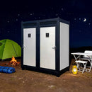 82-Inch Two-Person Portable Outdoor Toilet Cabin - Saksby Wholesale - Lifestyle On Camp Site At Night