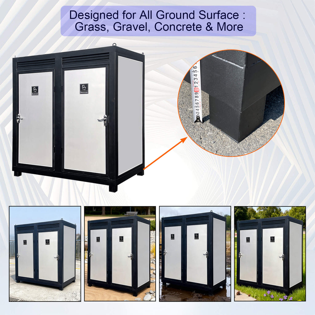 82-Inch Two-Person Portable Outdoor Toilet Cabin - Saksby Wholesale - Ground Surface