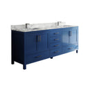 83-Inch Blue Modern Double Sink Freestanding Bathroom Vanity (SAK13972) - Front Left View