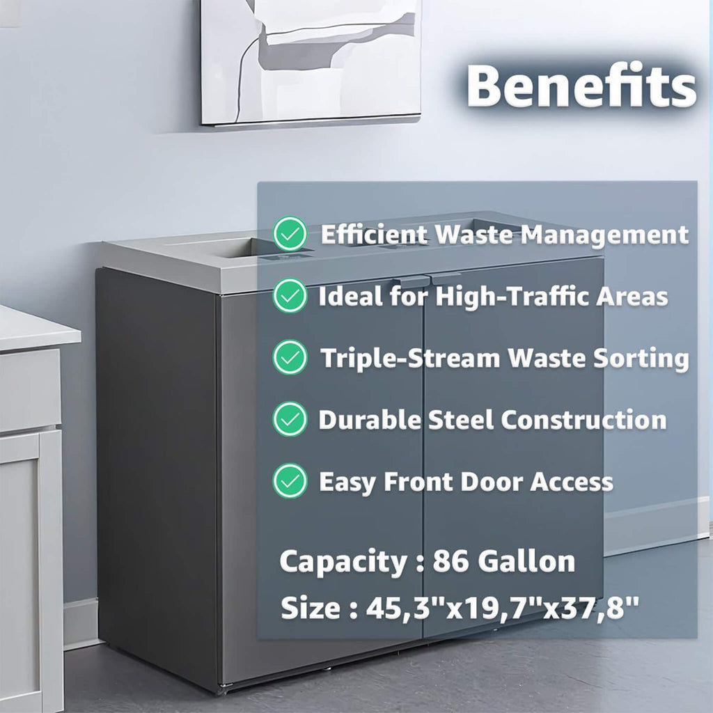 86-Gallon Commercial Steel Three-Stream Trash Can Cabinet (SAK80591) - Saksby Wholesale - Benefits