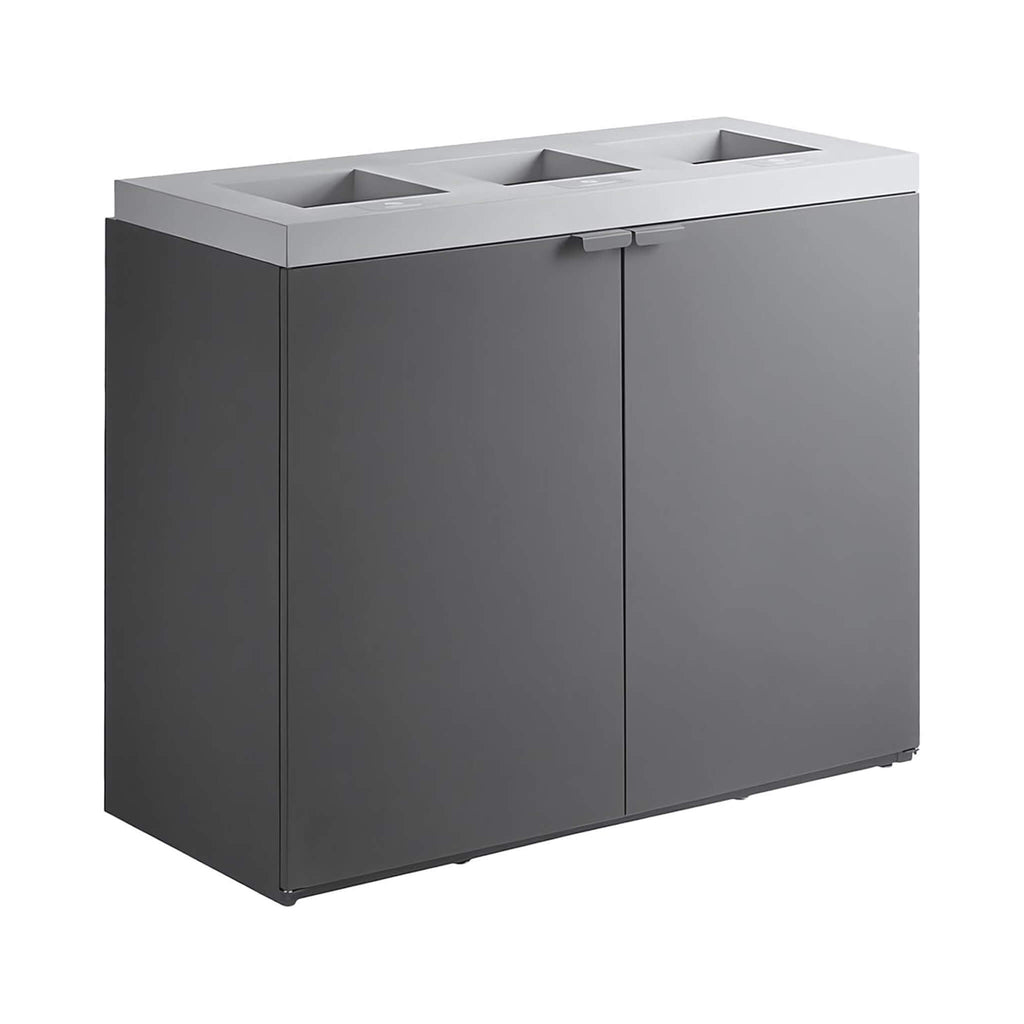 86-Gallon Commercial Steel Three-Stream Trash Can Cabinet (SAK80591) - Saksby Wholesale - Front Right View