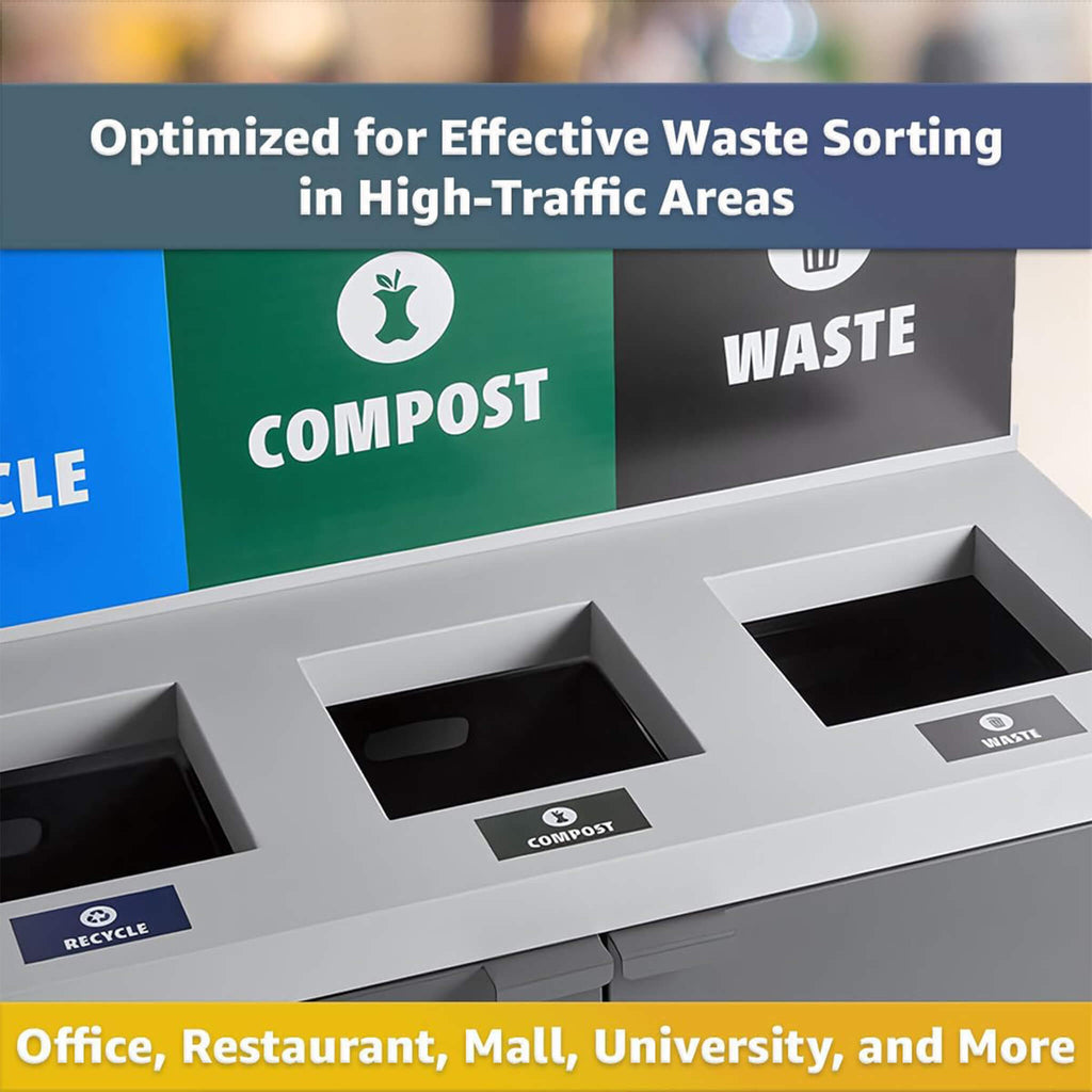 86-Gallon Commercial Steel Three-Stream Trash Can Cabinet With Panel (SAK96241) - Saksby Wholesale - Top View