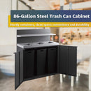 86-Gallon Commercial Steel Three-Stream Trash Can Cabinet With Tray Holder (SAK31860) - Saksby Wholesale - Interior
