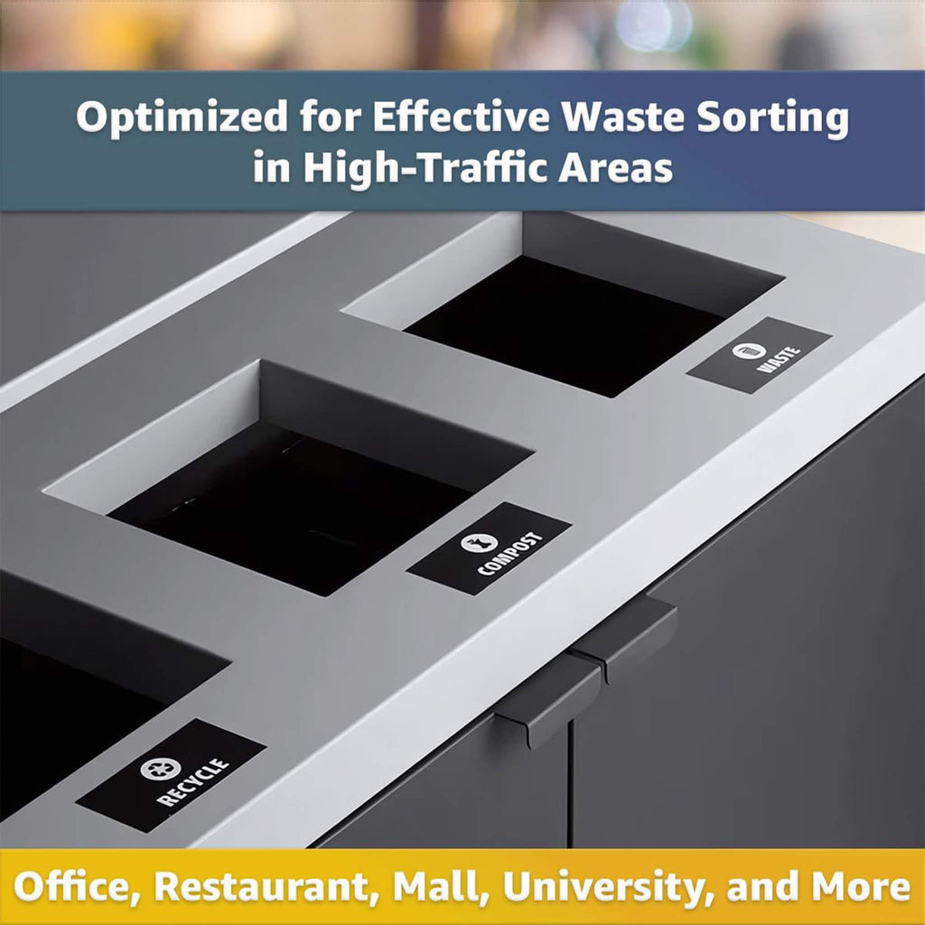 86-Gallon Commercial Steel Three-Stream Trash Can Cabinet With Tray Holder (SAK31860) - Saksby Wholesale - Top View