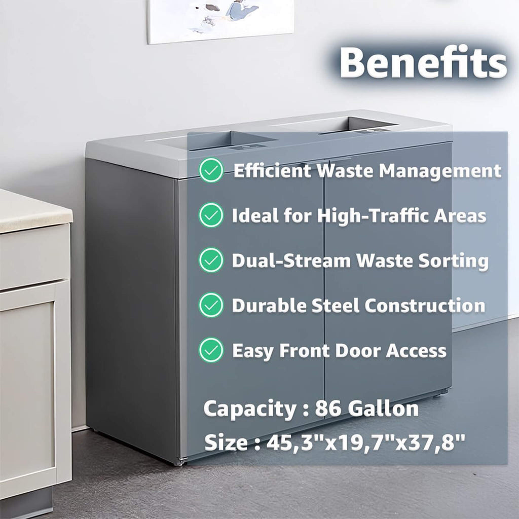 86-Gallon Commercial Steel Two-Stream Trash Can Cabinet (SAK74623) - Saksby Wholesale - Benefits
