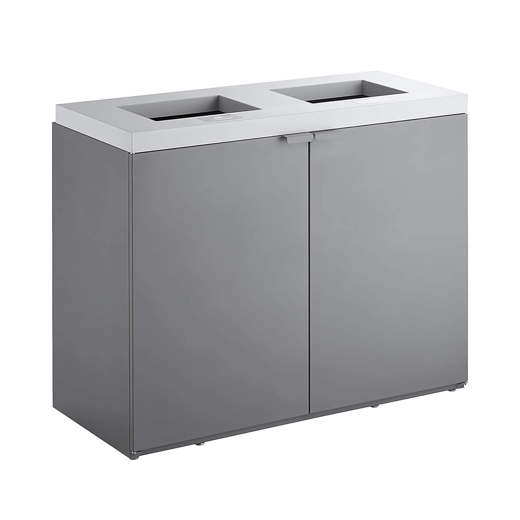 86-Gallon Commercial Steel Two-Stream Trash Can Cabinet (SAK74623) - Saksby Wholesale - Front Right View