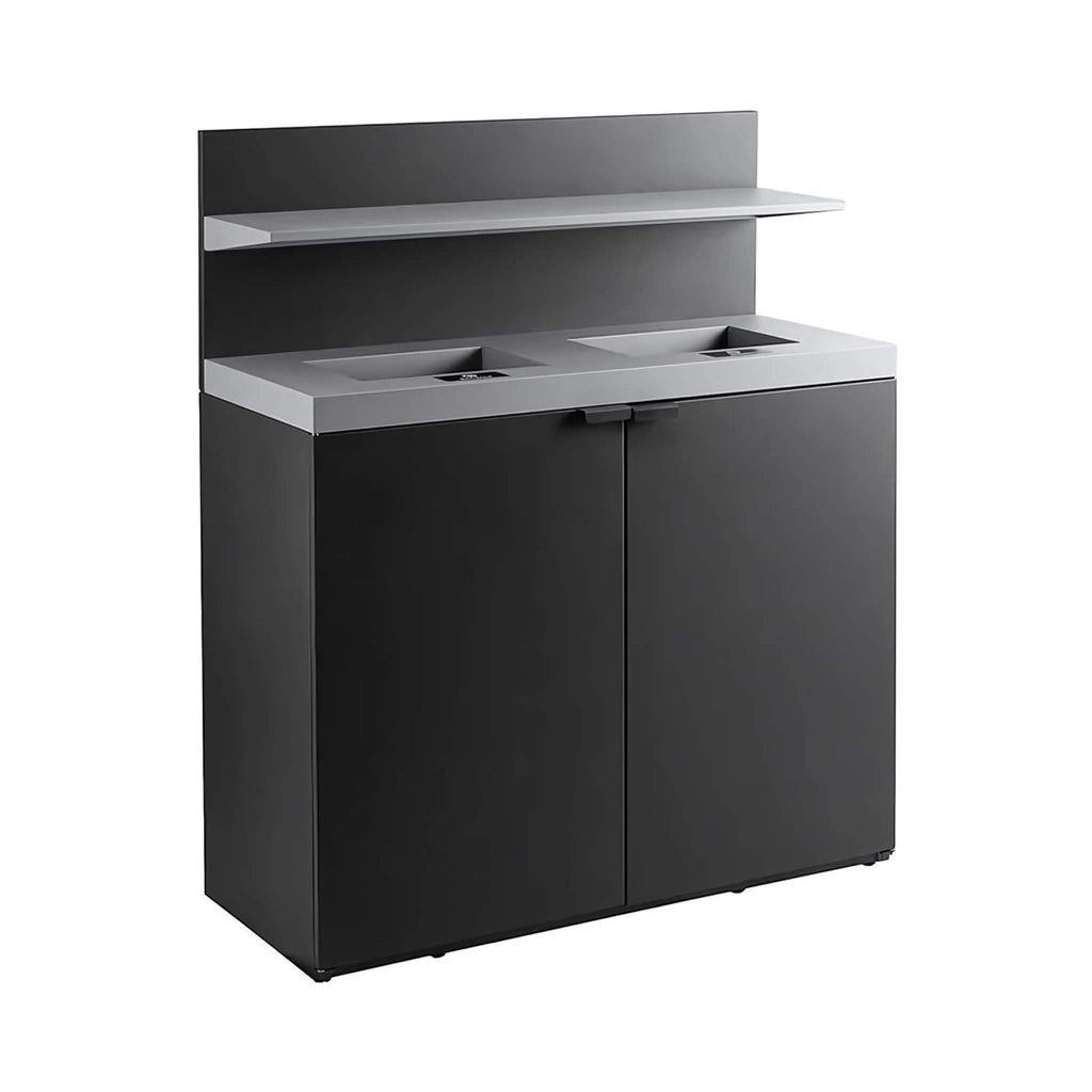 86-Gallon Commercial Steel Two-Stream Trash Can Cabinet With Tray Holder (SAK45079) - Saksby Wholesale - Front Right View