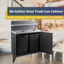 86-Gallon Commercial Steel Two-Stream Trash Can Cabinet With Tray Holder (SAK45079) - Saksby Wholesale - Interior
