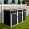 87 Inch Extra Large Heavy Duty Outdoor Metal Garbage Bin Shed For 3 Trash Cans (SAK34981) - Saksby Wholesale - Side View Lifestyle