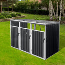 87 Inch Extra Large Heavy Duty Outdoor Metal Garbage Bin Shed For 3 Trash Cans (SAK34981) - Saksby Wholesale - Side View