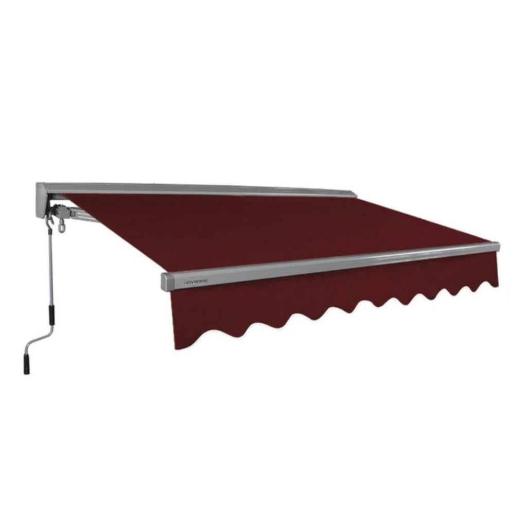 8FTx7FT Advaning Classic Series Manual Fully Assembled Retractable Sun Shade Canopy Awning (Sak51472) - Saksby Wholesale - Ma0807 Burgundy Front Right View 