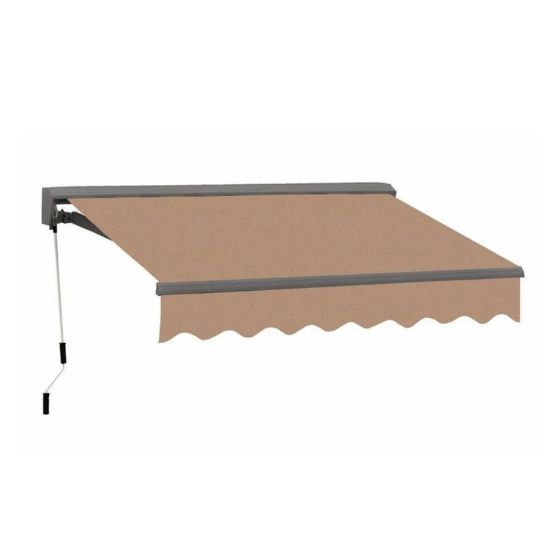 8Ft X 7Ft Advaning Classic Series Manual Fully Assembled Retractable Sun Shade Canopy Awning (Sak51472) - Saksby Wholesale - Ma0807 Canvas Umber Front Right View 