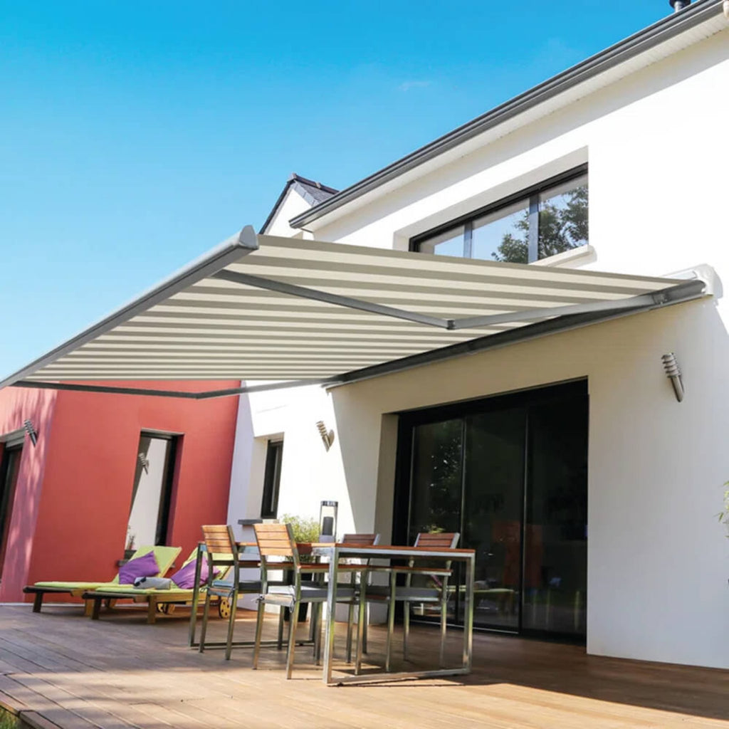 Advaning Luxury Series Fully-Assembled Retractable Sun Shade Canopy Awning (SAK31549) - Saksby Wholesale - Driftwood Demonstration View