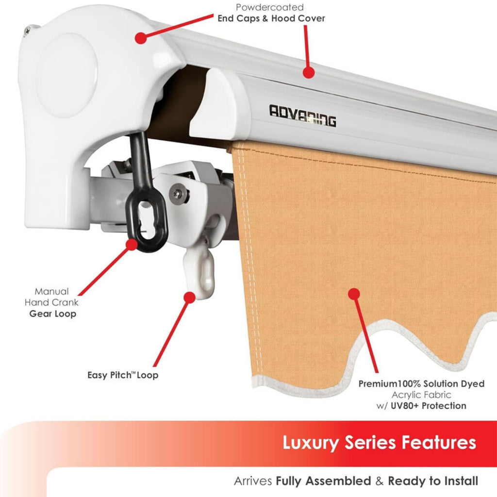 8FTx6FT Advaning Luxury Series Premium Fully Assembled Retractable Sun Shade Canopy Awning (SAK31572)- Saksby Wholesale - Hood Cover Features
