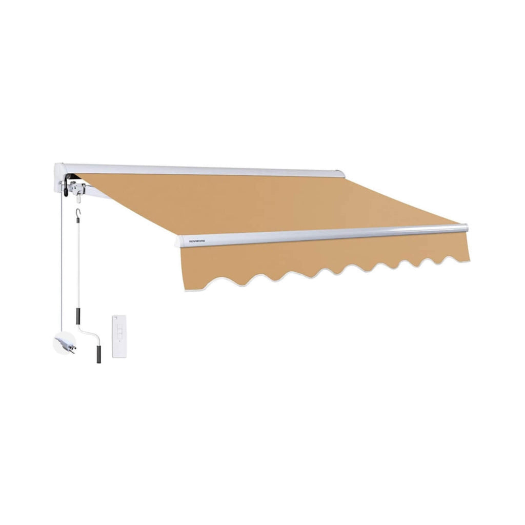 Advaning Luxury Series Fully-Assembled Retractable Sun Shade Canopy Awning (SAK31549) - Saksby Wholesale - Khaki With Remote
