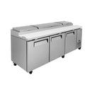 93-Inch Heavy-Duty Commercial Stainless Steel Pizza Prep Table With Refrigeration (SAK52193) - Saksby Wholesale - Front Right View