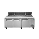 93-Inch Heavy-Duty Commercial Stainless Steel Pizza Prep Table With Refrigeration (SAK52193) - Saksby Wholesale - Front View