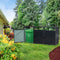 94 Inch Heavy Duty Outdoor Galvanized Stainless Steel Garbage Bin Shed For 3 Trash Cans (SAK89882) - Saksby Wholesale - Open Door Shed