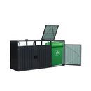 94 Inch Heavy Duty Outdoor Galvanized Stainless Steel Garbage Bin Shed For 3 Trash Cans (SAK89882) - Saksby Wholesale - Open Shed White Background