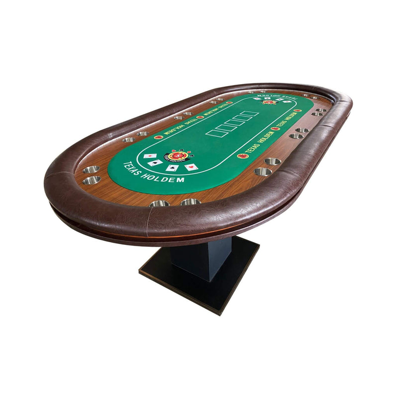 96 Inch Luxury Gaming Table With LED Lights, Durable Velvet Surface, And Sturdy Pedestal Base (SAK92853) - Saksby Wholesale - Front Side View